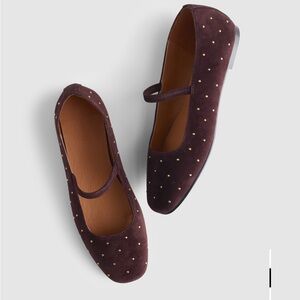 NWOT Madewell Chocolate Flats with Gold Accents